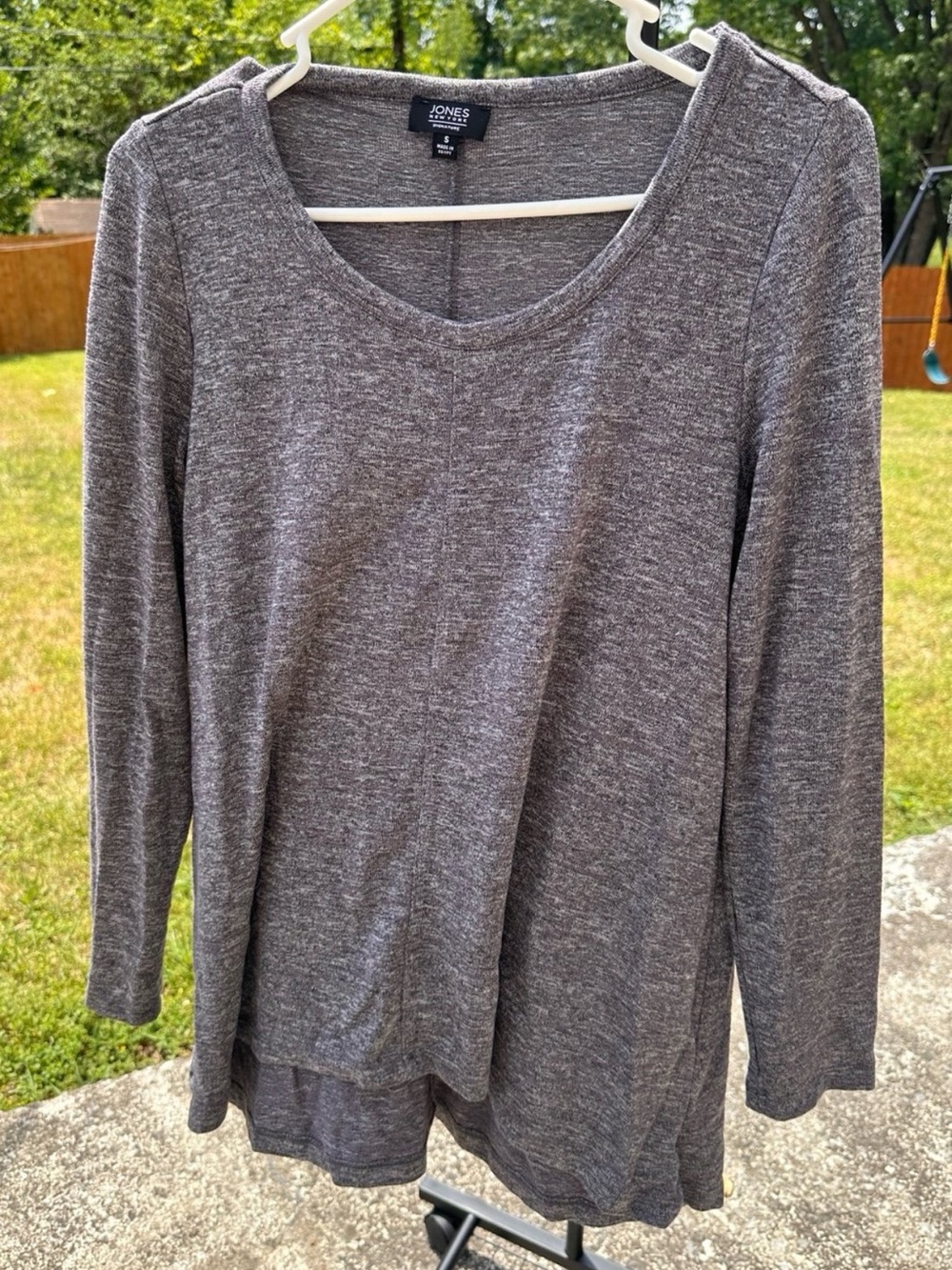 Jones New York Grey Long Sleeve Shirt Top S